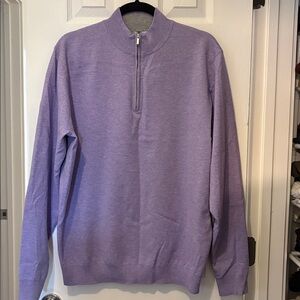 NEW PETER MILLAR Men's Coolspun Quarter Zip Lavender Top Size L